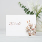 3D Boho Floral Wedding Details Begleitkarte (Stehend Vorderseite)