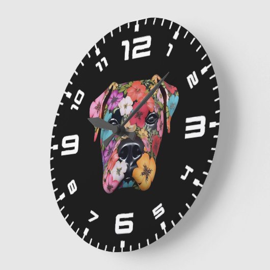 3D Boxer Floral Große Wanduhr (Winkel)