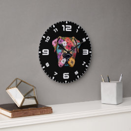 3D Boxer Floral Große Wanduhr