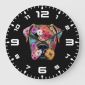 3D Boxer Floral Große Wanduhr (Vorderseite)