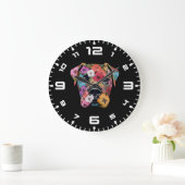 3D Boxer Floral Große Wanduhr (Zuhause)