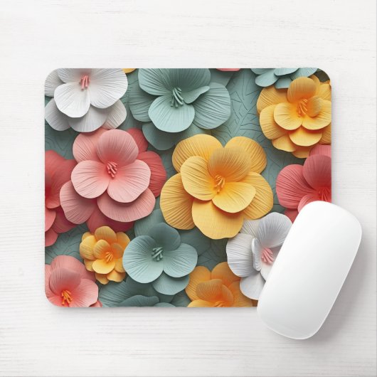 3D Bright Floral Mousepad (Mit Mouse)