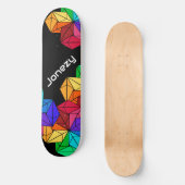 3D Bright Rainbow Random Cubes auf schwarzem Add-N Skateboard (Vorderseite)