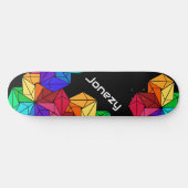3D Bright Rainbow Random Cubes auf schwarzem Add-N Skateboard (Horizontal)