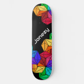 3D Bright Rainbow Random Cubes auf schwarzem Add-N Skateboard (Vorderseite)