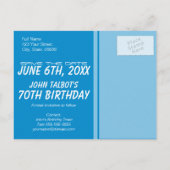 3D-Brille 70. Geburtstag Save the Date Ankündigungspostkarte (Rückseite)