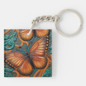 3D Brown and Türkis Butterfly Schlüsselanhänger (Rückseite)