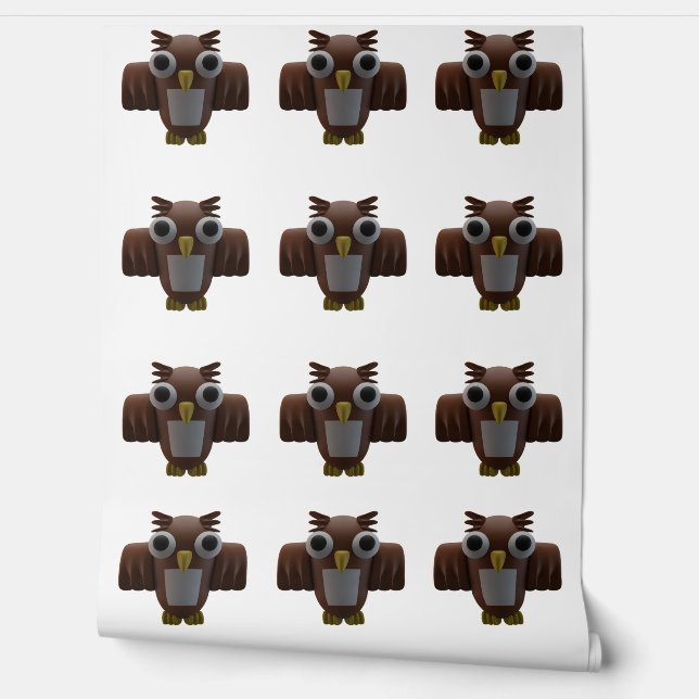 3D Brown Cartoon Owls Nahtlos Tapete (Abrollen)