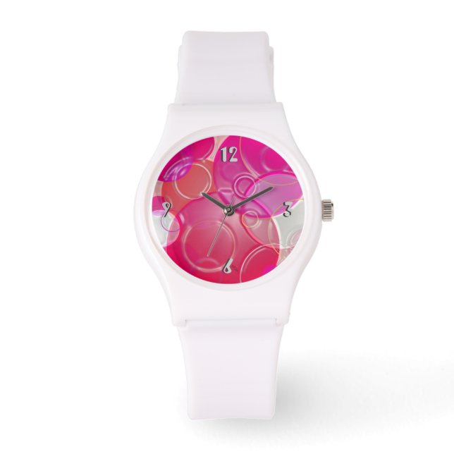 3D Bubbly Pink Armbanduhr (Vorderseite)