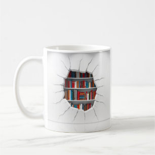 3D-Bücher erscheinen durch das Design eines aufbre Kaffeetasse