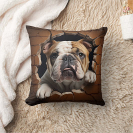 3D Bulldog Cracked Hole Brillenwand Kissen