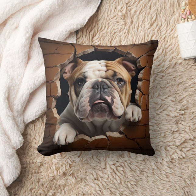 3D Bulldog Cracked Hole Brillenwand Kissen (Decke)