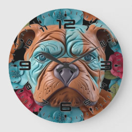 3D Bulldog Große Wanduhr
