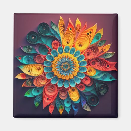 3D Bunte Blume Magnet (Vorne)