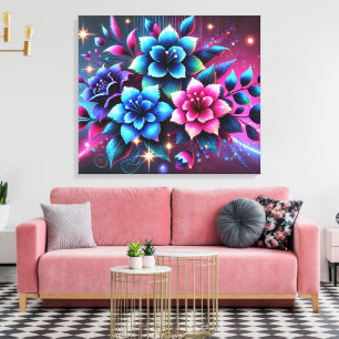 3D Bunte Blumen Leinwanddruck