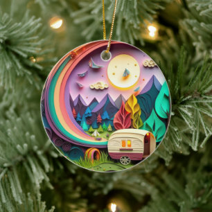 3D-Camping Weihnachten Keramik Ornament