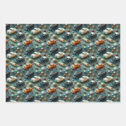 3D Car Adventure Wrapping Paper Geschenkpapier Set (Vorderseite 2)