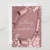 3D Cart Effect Frame Rose Blush Powder Einladung (Vorderseite)