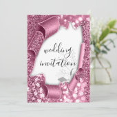 3D Cart-Effekt Hochzeitskunst Weißer Rosenstrahl F Einladung (Stehend Vorderseite)