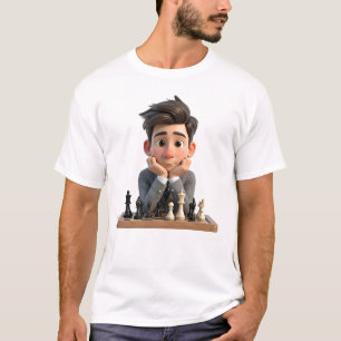 3D Cartoon Chessmaster Man denkt T-Shirt