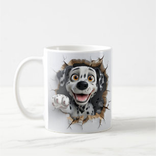 3D Cartoon Dalmatiner bricht fröhlich durch die Wa Kaffeetasse