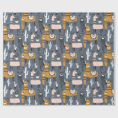 3D-Cartoon Grau-Gelb-Pferd mit Kaktus-Thema Geschenkpapier (Flach)