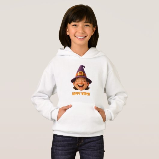 3D-Cartoon "Happy Witch"-Design Hoodie (Vorne ganz)