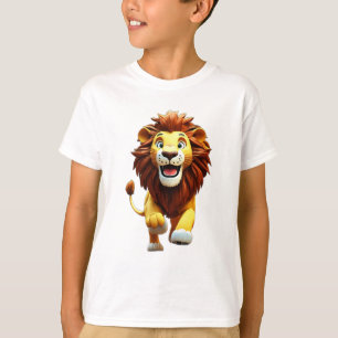 3D Cartoon Löwe im Dschungel - Spaß Kinder T-Shirt