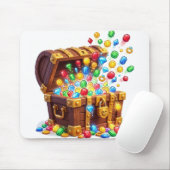 3D Cartoon-Schatzkiste-Edelsteine-Mauspad Mousepad (Mit Mouse)