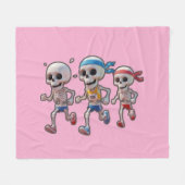 “3D Cartoon Skeleton Race • Funny Running Skeleton Fleecedecke (Vorderseite (Horizontal))