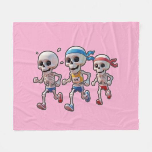“3D Cartoon Skeleton Race • Funny Running Skeleton Fleecedecke (Vorderseite (Horizontal))