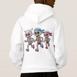 “3D Cartoon Skeleton Race • Funny Running Skeleton Hoodie