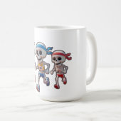 “3D Cartoon Skeleton Race • Funny Running Skeleton Kaffeetasse (VorderseiteRechts)