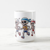 “3D Cartoon Skeleton Race • Funny Running Skeleton Kaffeetasse (Mittel)