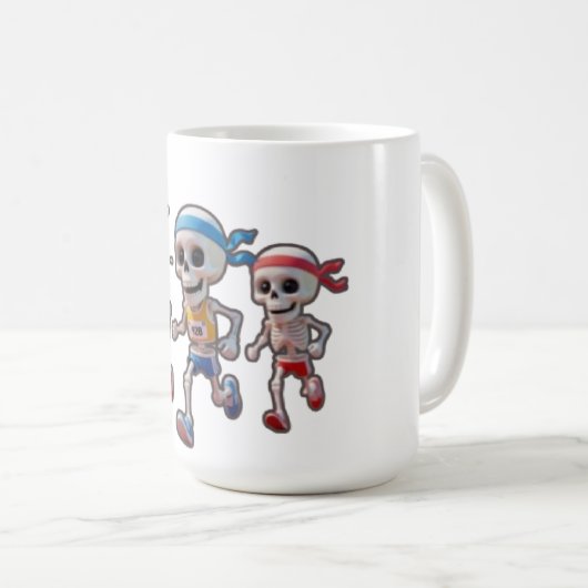 “3D Cartoon Skeleton Race • Funny Running Skeleton Kaffeetasse (VorderseiteRechts)