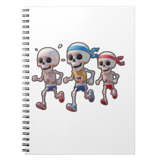 “3D Cartoon Skeleton Race • Funny Running Skeleton Notizblock (Vorderseite)