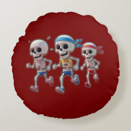 “3D Cartoon Skeleton Race • Funny Running Skeleton Rundes Kissen