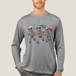 “3D Cartoon Skeleton Race • Funny Running Skeleton Tri-Blend Shirt