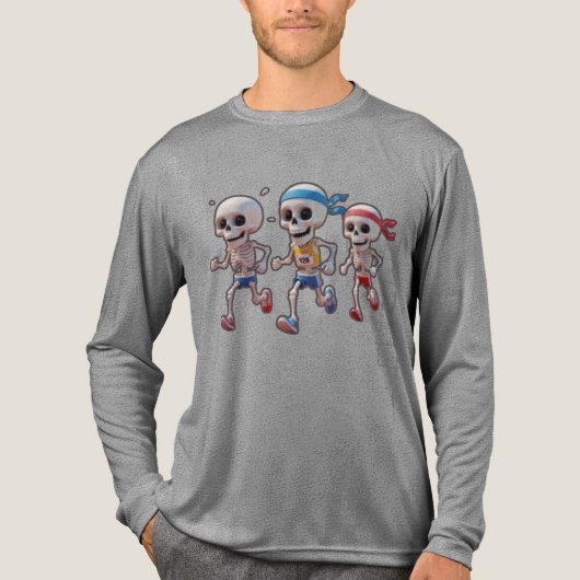 “3D Cartoon Skeleton Race • Funny Running Skeleton Tri-Blend Shirt (Vorderseite)