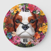 3D Cavalier King Charles Spaniel Große Wanduhr (Vorderseite)