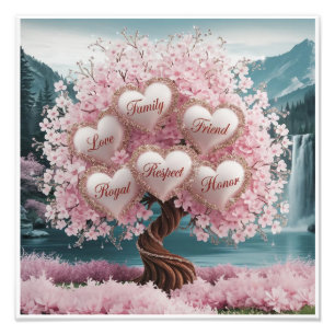 3D Cherry Blossom Tree mit Glitzer und Intertwine Fotodruck