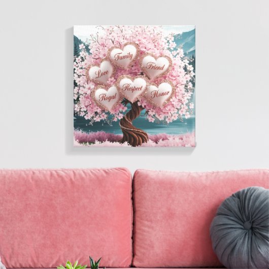 3D Cherry Blossom Tree mit Glitzer und Intertwine Leinwanddruck (Insitu (Wohnzimmer))