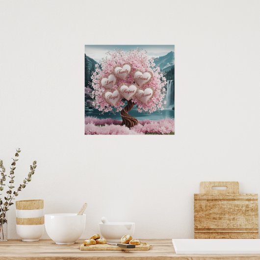3D Cherry Blossom Tree mit Glitzer und Intertwine Poster (Küche)