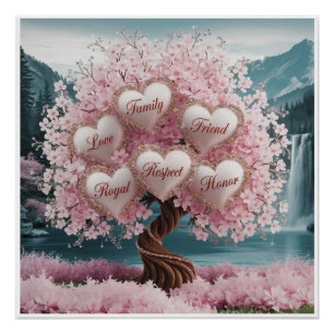 3D Cherry Blossom Tree mit Glitzer und Intertwine Poster