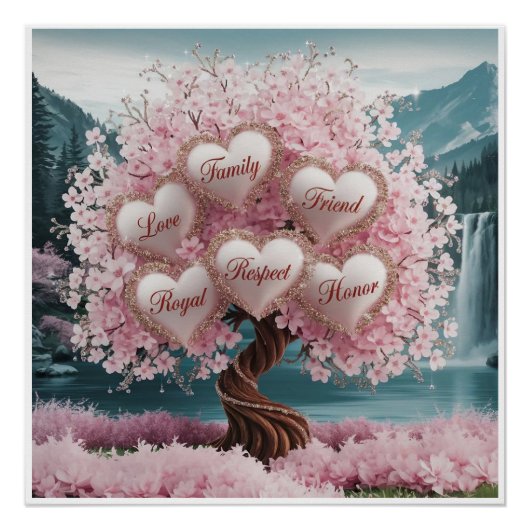 3D Cherry Blossom Tree mit Glitzer und Intertwine Poster (Vorderseite)
