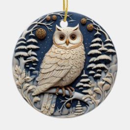 3D Chirstmas Niedliches Weißes Owl Animal Keramik Ornament