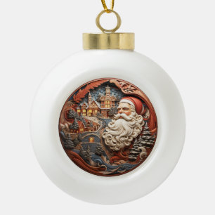 3D-Christbaumkugel mit Santa Keramik Kugel-Ornament