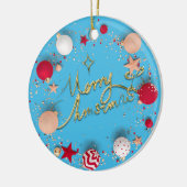 3D Christmas Baubles Image Blue Background Keramik Ornament (Links)