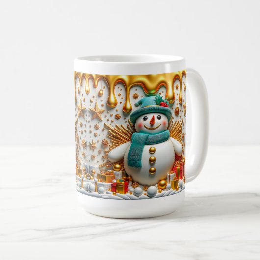 3D Christmas Gifts Snowman Kaffeetasse (VorderseiteRechts)
