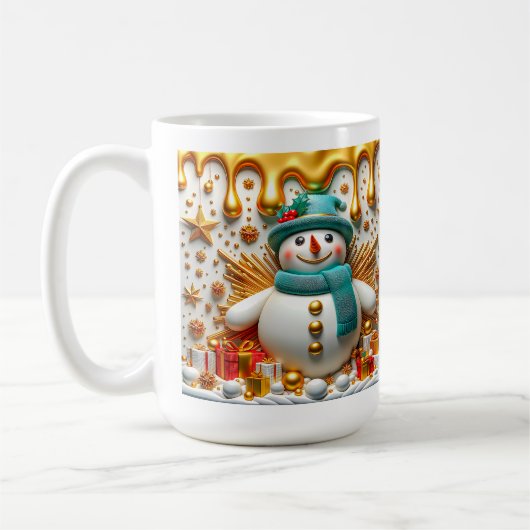 3D Christmas Gifts Snowman Kaffeetasse (Links)